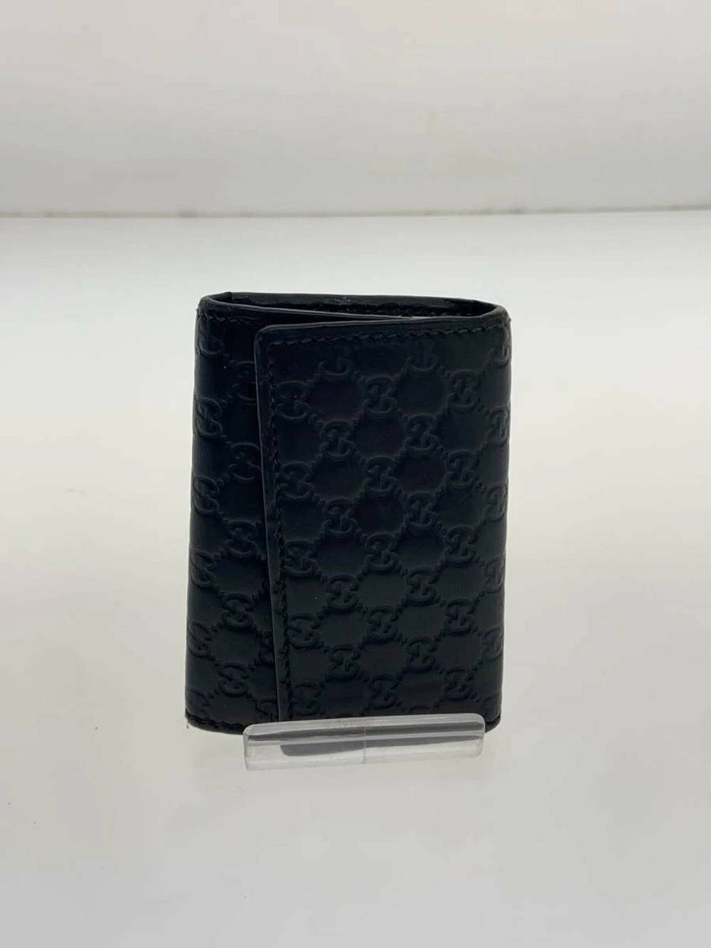 Gucci Key Case Wallet Faux Leather Black All over